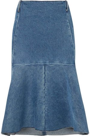 Fluted Denim Skirt - Blue