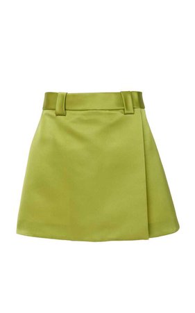 Prada Satin Wrap-Effect Mini Skirt