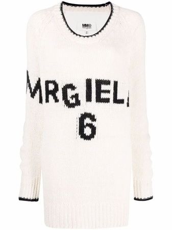 Shop MM6 Maison Margiela oversized logo-intarsia jumper with Express Delivery - FARFETCH