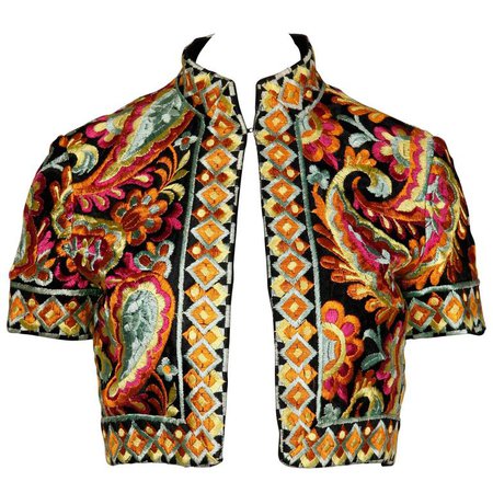 Donald Brooks Heavily Embroidered Vintage Bolero Jacket, 1960s For Sale at 1stdibs