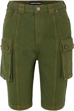 Denim Cargo Shorts - Army green