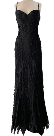 c 1995 Gianni Versace Atelier Haute Couture Black Hand-Beaded Dress w Top Stitched $8,500 USD