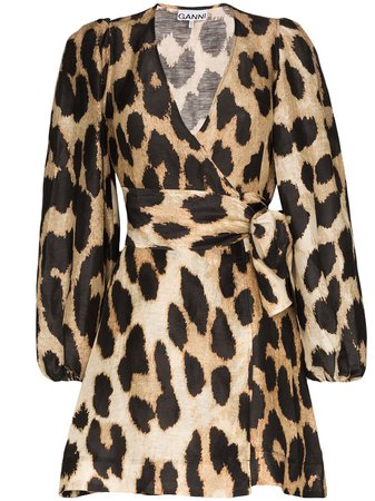 GANNI leopard-print Wrap Dress - Farfetch