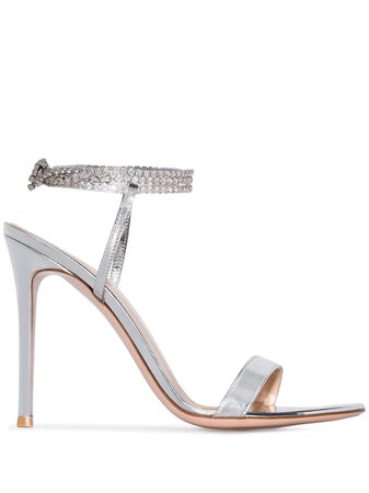Gianvito Rossi silver Tennis 105 crystal metallic sandals $1,150 - Buy Online AW19 - Quick Shipping, Price
