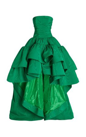 Strapless Moire Faille Tiered Gown By Oscar De La Renta | Moda Operandi