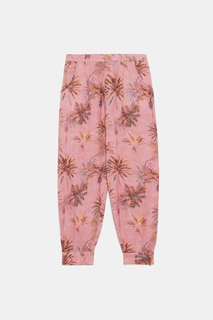 TROPICAL PRINT PANTS - NEW IN-WOMAN | ZARA United States pink