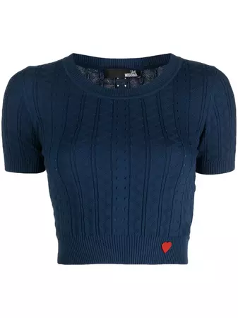 Love Moschino Cropped Knitted Blouse - Farfetch