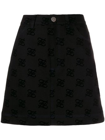 FENDI logo textured mini skirt