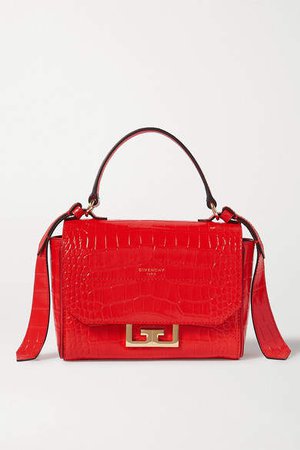 Eden Mini Croc-effect Leather Shoulder Bag - Red