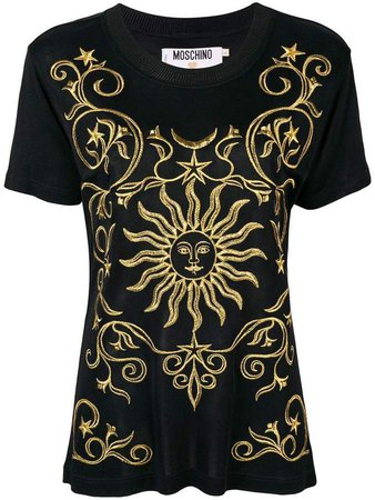 Pre-Owned gold-tone embroidery T-shirt