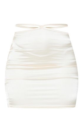 Champagne Satin Tie Waist Mini Skirt | Skirts | PrettyLittleThing USA