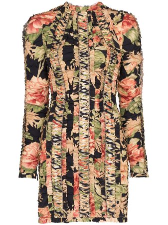 Zimmermann peony-print lace-up mini dress $2,995 - Buy Online - Mobile Friendly, Fast Delivery, Price