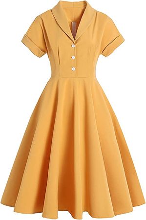 Amazon.com: Women Vintage Polka Dot Double Breasted Lapel 1950s Audrey Swing Dress Peter Pan Collar Short Sleeve Cocktail Prom Tea Princess Pageant Dress Lapel-Red M : Clothing, Shoes & Jewelry