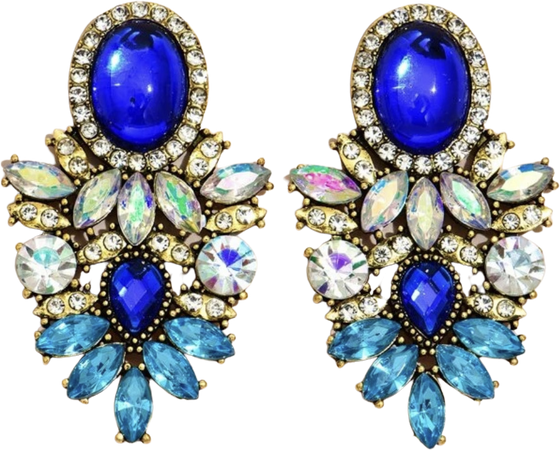 Blue Jewel/Rhinestone Earrings