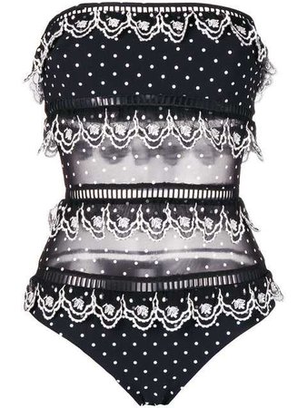 Zimmermann Dot Print Strapless Swimsuit $487 - Buy Online - Mobile Friendly, Fast Delivery, Price