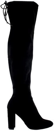 Amazon.com | Womens Wide Fit Stretch Long Thigh High Winter Riding Block Heel Boots - Black - US7/EU38 - KL0074 | Over-the-Knee