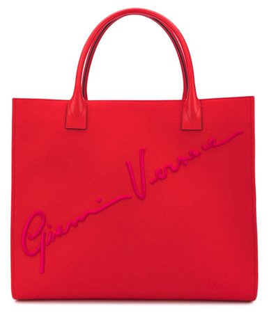Versace Embroidered-Logo Tote Bag