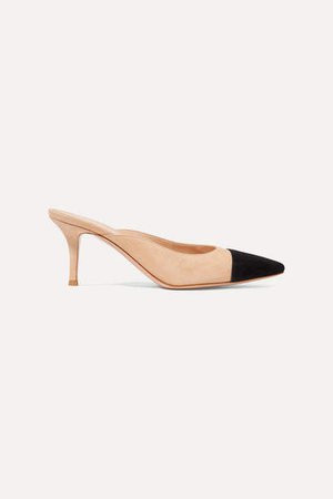 Lucy 70 Two-tone Leather Mules - Beige