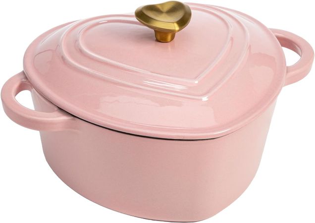 Paris Hilton Enameled Cast Iron Dutch Oven Heart-Shaped Pot with Lid, Dual Handles, Works on All Stovetops, Oven Safe to 500°F, 2-Quart, Pink: Dutch Ovens: Amazon.com.au