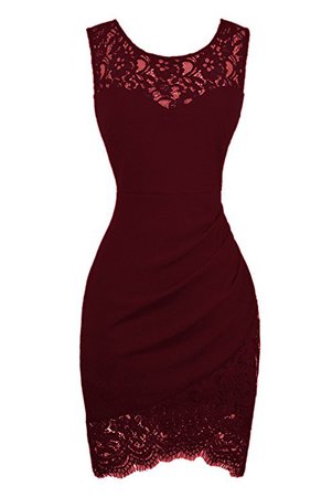Amazon.com: Swiland Women's Bodycon Sleeveless Little Cocktail Party Dress with Floral Lace: Clothing