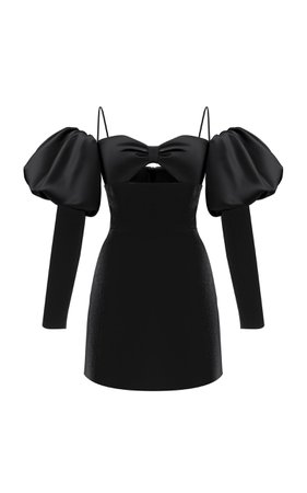 Cold Shoulder Cutout Satin And Velvet Mini Dress by Rasario | Moda Operandi