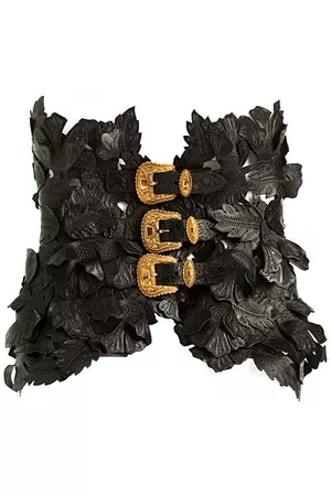 black gold leaf belt corset