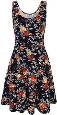 TAM WARE Womens Casual Fit and Flare Floral Sleeveless Dress TWCWD054-DNAVY-US M at Amazon Women’s Clothing store