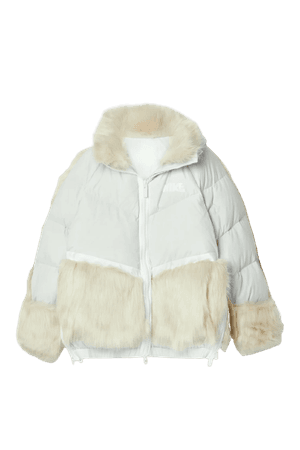 NIKE - Sacai NRG oversized hooded faux fur and quilted shell down jacket