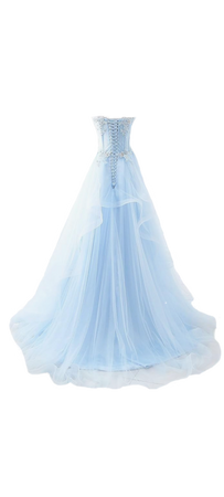 light blue strapless gown