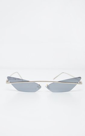 Silver Revo Lense Brow Bar Sunglasses | PrettyLittleThing