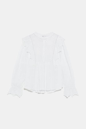 EMBROIDERED TOP WITH RUFFLES - NEW IN-WOMAN | ZARA United States white
