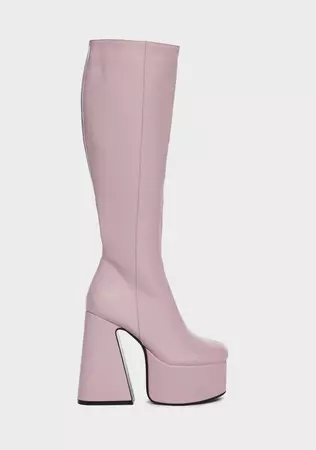 Lamoda Platform Knee High Boots - Pink – Dolls Kill