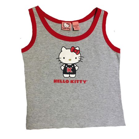 Adorable hello kitty red and grey light tank top... - Depop