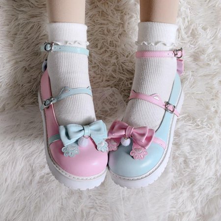 Sweet Lolita Mary Jane Shoes Paw Print Pastel Kawaii | DDLG Playground – Kawaii Babe