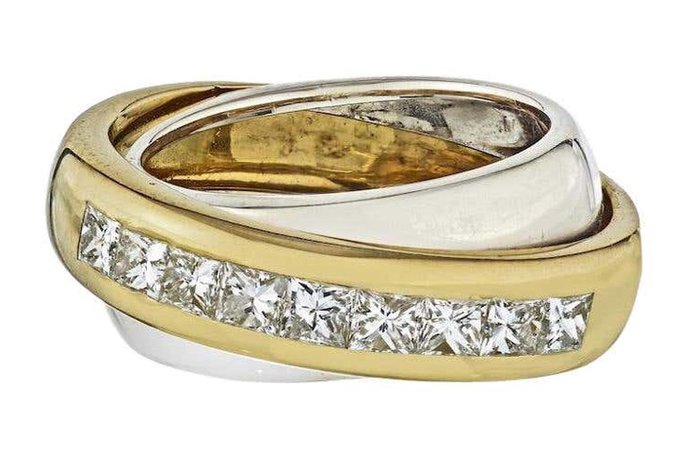 gold silver and diamonds ring