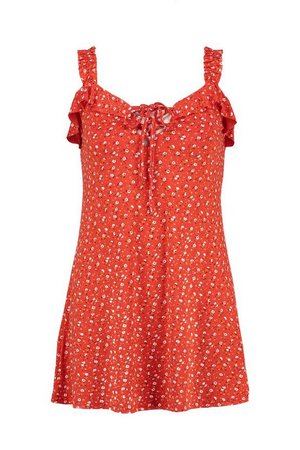 Petite Morgan Floral Printed Ruched Strap Dress | Boohoo