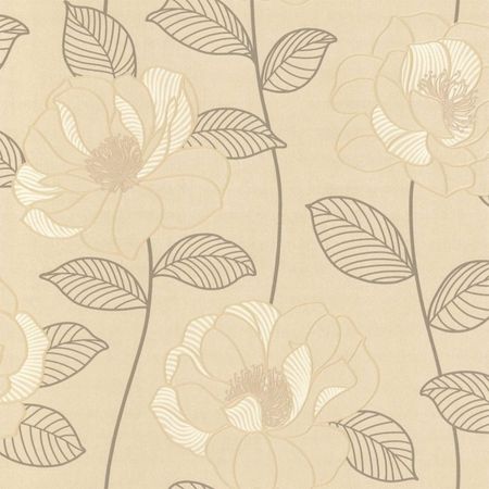 Mystique Floral Wallpaper Cream, Brown, Beige (440603) - Wallpaper from I Love Wallpaper UK