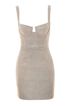 House of CB | 'LUISA' Silver Sparkly Bustier Mini Dress