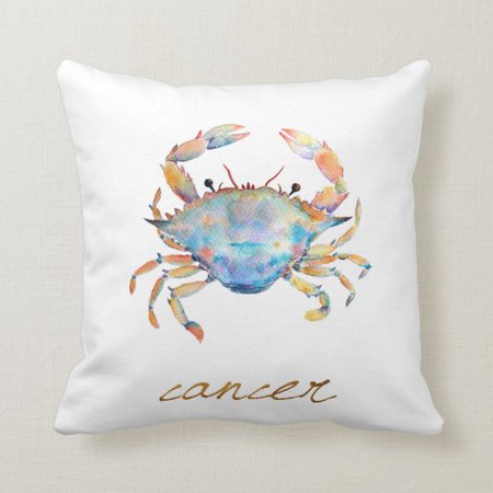 Watercolor Cancer Crab Throw Pillow | Zazzle.com