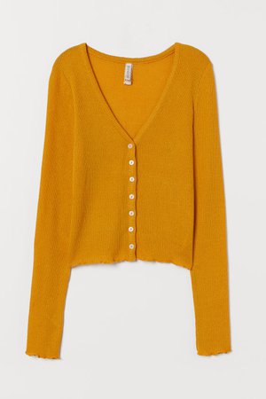 Fitted Cardigan - Saffron yellow - | H&M US