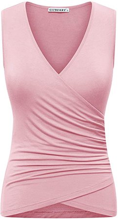GUBERRY Womens Sleeveless Deep V Neck Unique Cross Wrap Sexy Tank Top Blouse at Amazon Women’s Clothing store