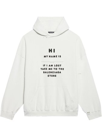 Shop Balenciaga slogan-print hoodie with Express Delivery - FARFETCH