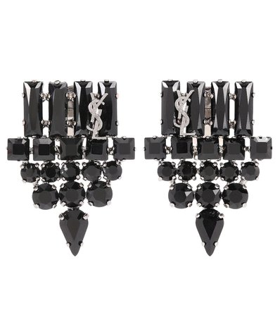 Saint Laurent Crystal-embellished clip-on earrings black women Accessories Jewelry [810055] - $182.58 : Saint Laurent Sale, USA Discount Shop