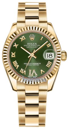 Rolex Datejust 31mm Yellow Gold 178278 Olive Green VI Roman Oyster