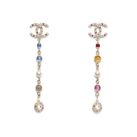 CHANEL custom colorful pearls earrings