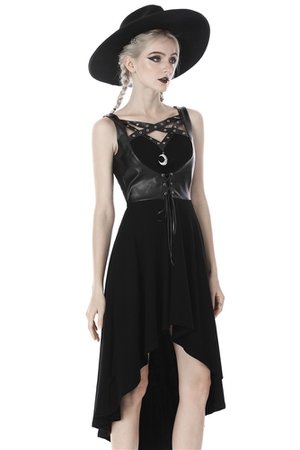 Renata Gothic Harness Dress with Moon Pendant by Dark in