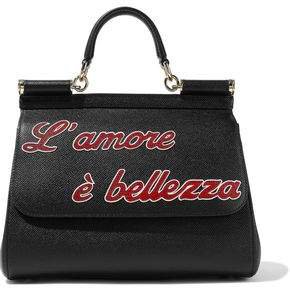 Sicily Appliqued Textured-leather Shoulder Bag