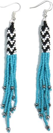 Amazon.com: Buybeaded Handmade beaded Native native american style glass seed bead earrings Pendientes de cuentas nativas al estilo mexicano de artesanos gifts for women/teens (Yellow Multicolor): Clothing, Shoes & Jewelry