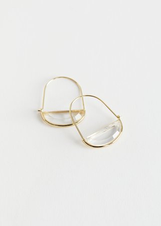 Glass Pendant Hanging Hoop Earrings - Gold - Hoops - & Other Stories