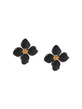 Oscar de la Renta Painted Flower Earrings